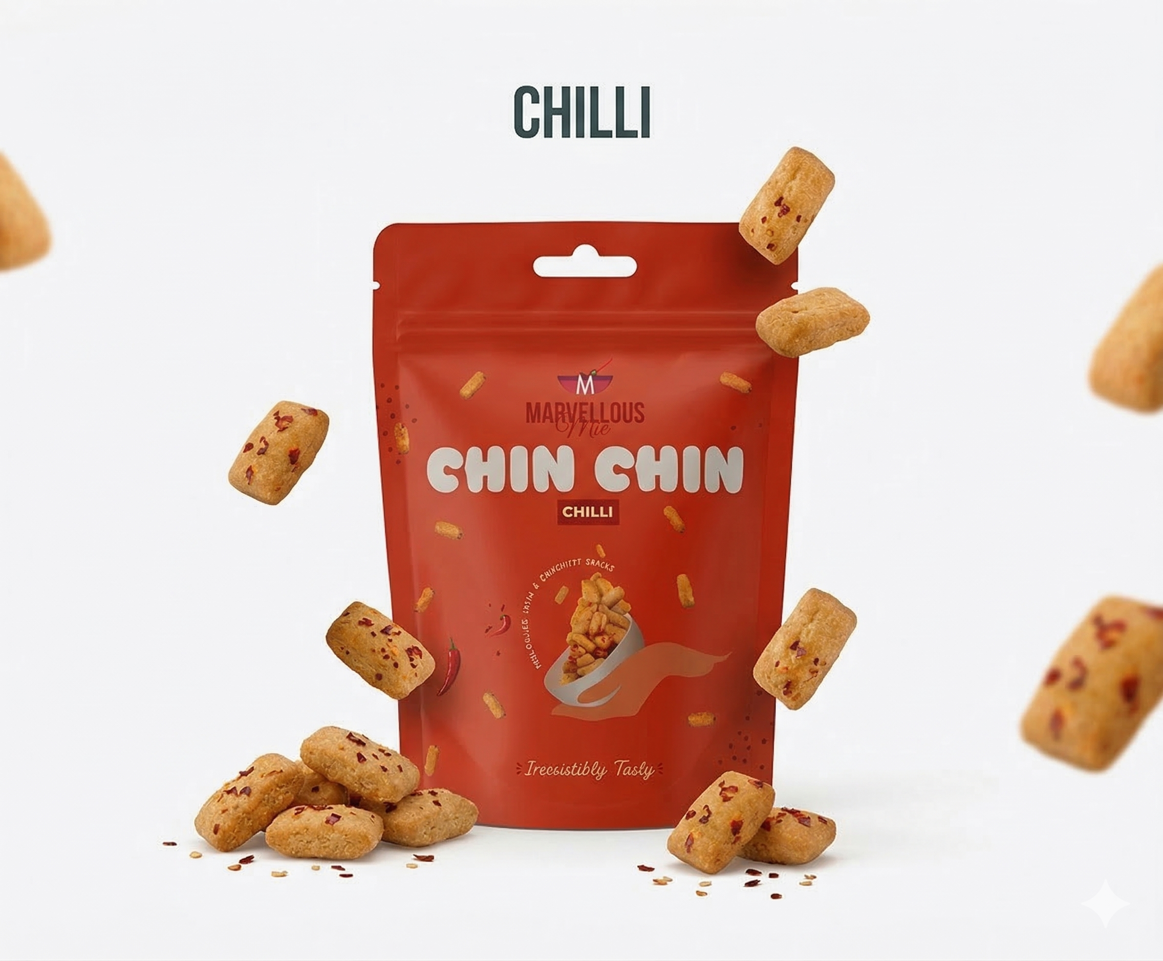Delicious Soft & Crunchy Chin Chin Chilli (24 x 60g packs)